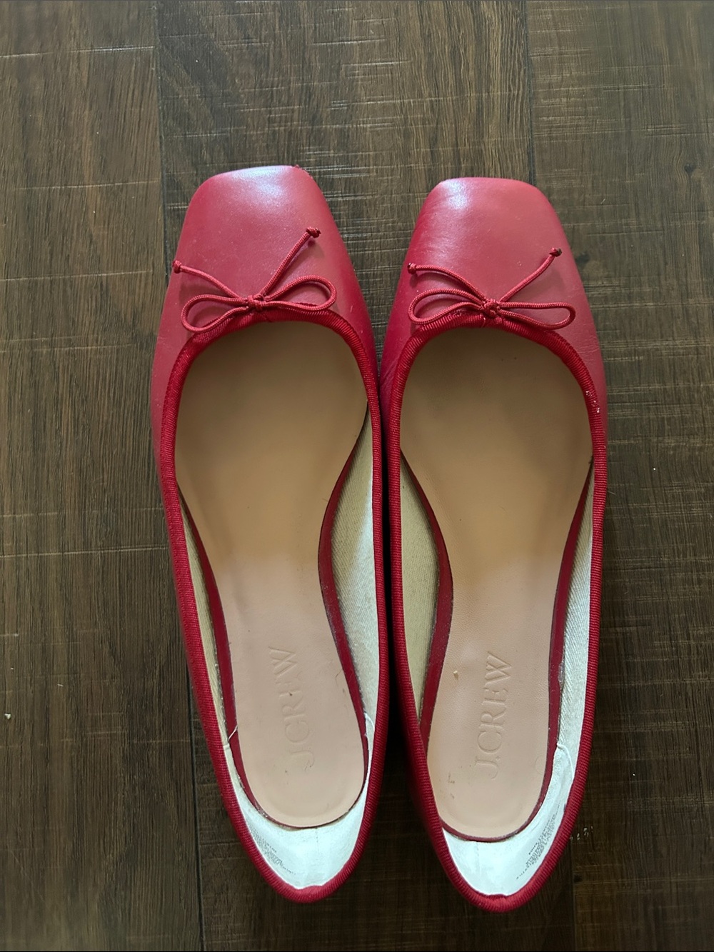 J. Crew Quinn Square-Toe Ballet Flats in Leather